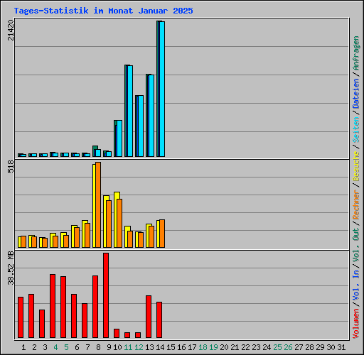 Tages-Statistik im Monat Januar 2025